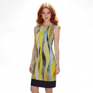 Kim Rogers Women's Midi Dress Extra Small Polyester Spandex Polka Dots Abstract